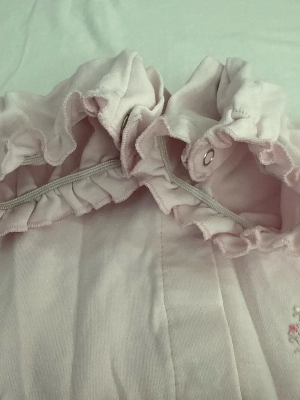 Kissy Kissy Light Pink Ruffle-Collar One-Piece Bodysuit